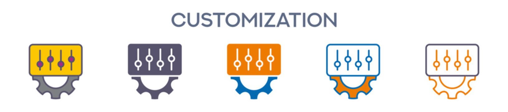 Customization Element For Design Graphic - Multi Styles. Vector Illustration Of Two Colored And Black. Multiple Icons Designs Can Be Used For Mobile, Ui, Web 