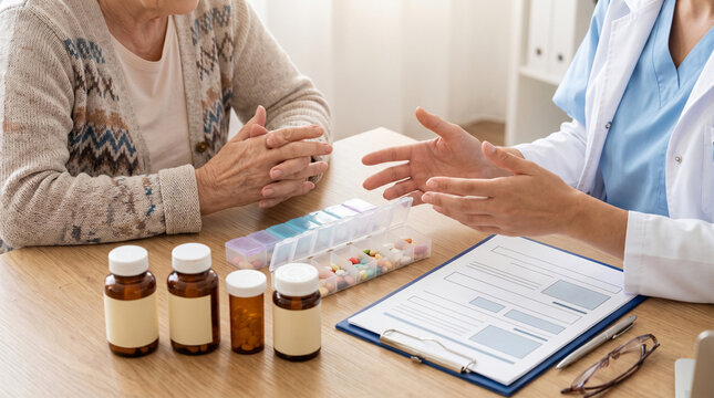 Pharmacy Consultation For Senior Medication Review And Pill Organization