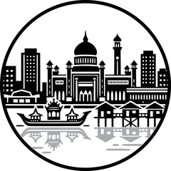 Fototapeta premium Bandar Seri Begawan Skyline Badge Icon