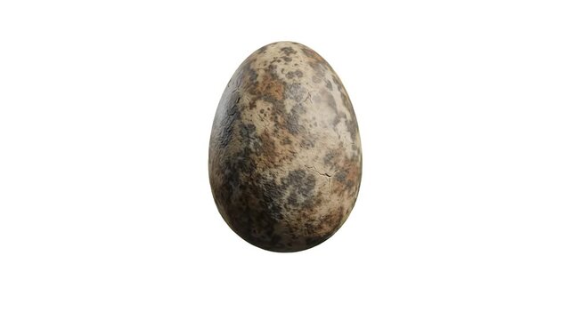 A realistic 3D rendered speckled bird egg is presented against a clean white background. Ideal for educational media, nature documentaries, or graphic design overlays.