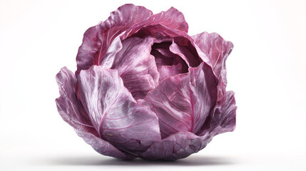 Obraz premium Fresh Red Cabbage Rotating on White Background, Whole Purple Cabbage Isolated, Healthy Vegetable Food Concept