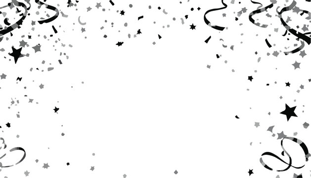 Black and White Celebration Confetti Border Frame Background Vector Illustration