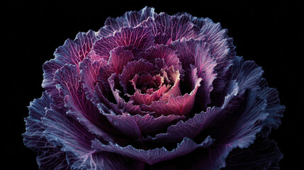 Obraz premium Vibrant Purple Cabbage Fresh Organic Vegetable Close Up with Colorful Natural Texture