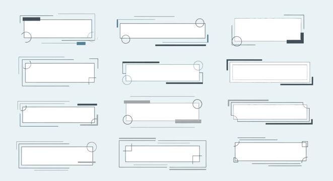 Set of modern futuristic lower thirds and digital tech frames vector design