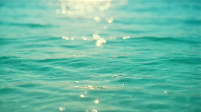 Luminous turquoise ocean water sea surface ripple wave background with tranquil luminous turquoise water surface pattern and dreamy luminous turquoise ocean water surface bokeh sunlight reflection