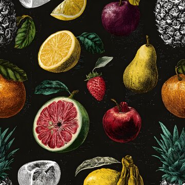 Whimsical fruit illustration texture for restaurant branding picture
