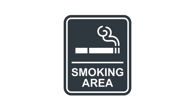 Smoking Area Sign with Cigarette Icon