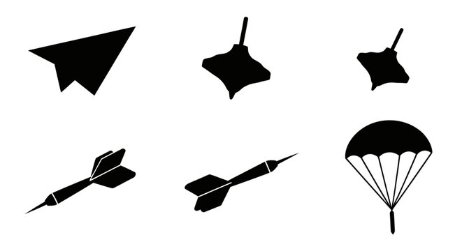 Flight and motion icons including paper planes and darts.