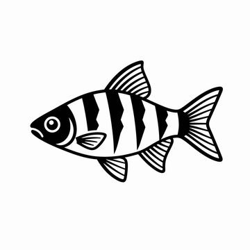Black and white striped fish illustration vector art.