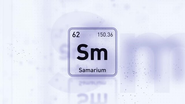 Periodic Table Element Samarium Sm Animation. Modern and Minimal Design.