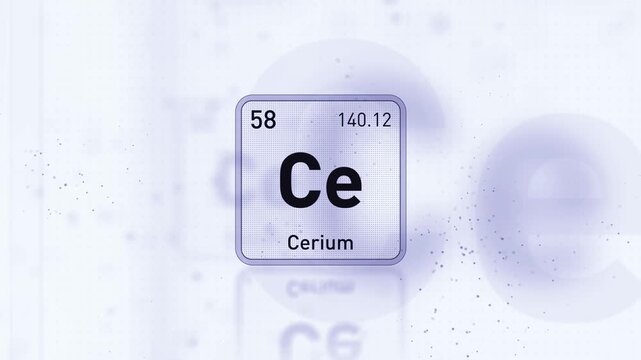 Periodic Table Element Cerium Ce Animation. Modern and Minimal Design.