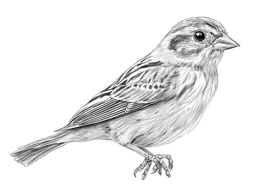 Yellowhammer pencil sketch bird art isolated on white background image