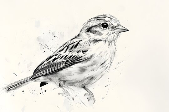 Yellowhammer songbird sketch on clean background with artistic detail image