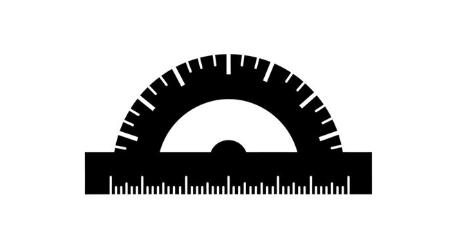 Semicircular black protractor icon with measurement markings