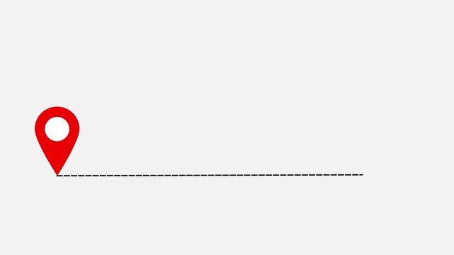 Animated Red Map Location Pins Connected by a Looping Black Path on a Light Gray Background for 4K Video Projects
