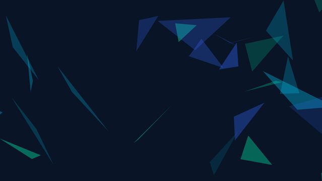 Abstract geometric background with floating blue and green triangle shapes