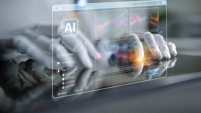 AI generates dynamic art through an interactive platform, displaying AI-generated images in a smart gallery using generative engines and automated design tools. Artificial intelligence spline