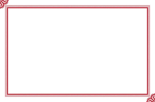 Red Vintage Decorative Border Frame with Corner Ornament for Certificate and Banner. 3A