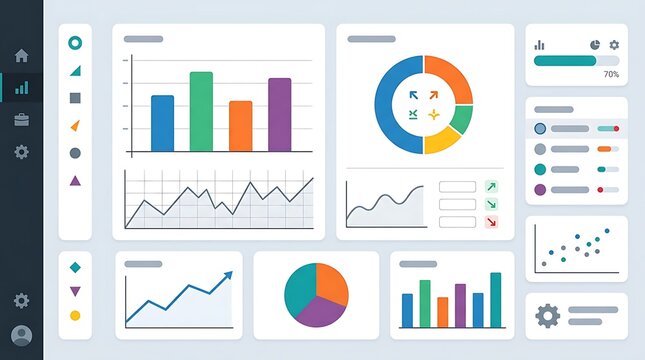 Modern Business Data Dashboard Interface with Professional Analytics Charts, Graphs, and Statistics