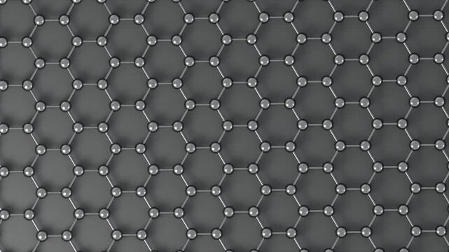 Nano Tech Graphene Structure loop Spin with an alpha channel Metal. This nano technology 3D animation represents engineering at the molecular level.