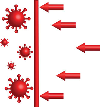 Red Coronavirus Cell Protection Shield Concept with Barrier Wall 