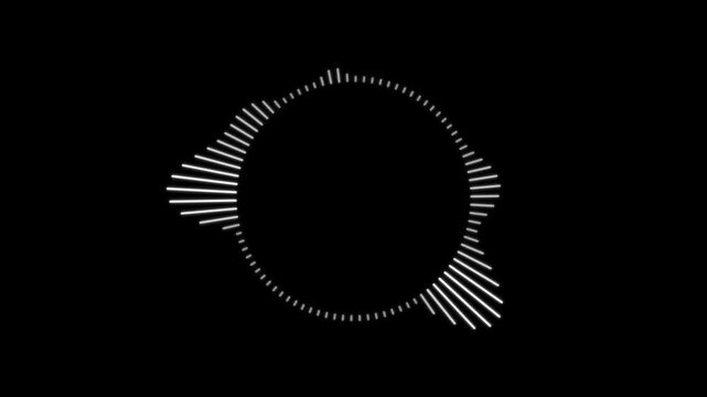 Voice vibration sound wave icon stereo equalizer frequency, Audio waveform animation isolated on a black background.
white color digital sound wave equalizer. Round sounds wave background animation