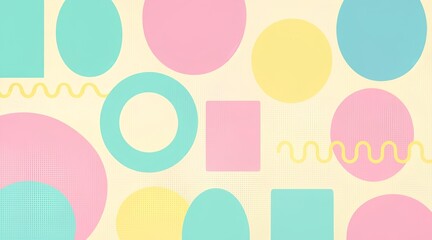 Abstract Geometric Pattern with Pastel Shapes on Light Background