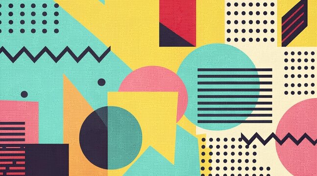 Abstract geometric pattern with vibrant colorful shapes and dots