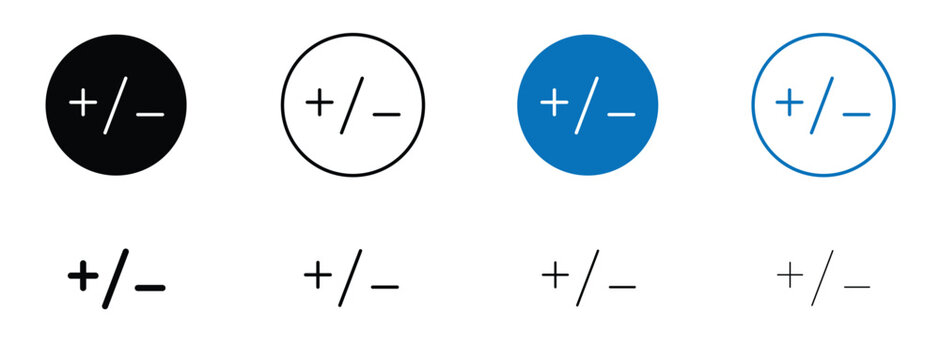 Plus minus icon solid symbols collection