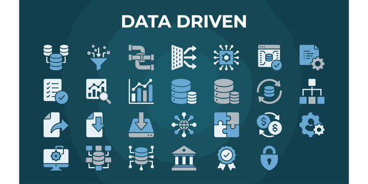 Data driven icons for big data and business analytics