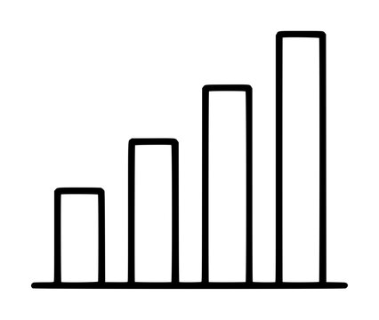 Minimalist bar chart vector icon with ascending columns for data visualization and analytics