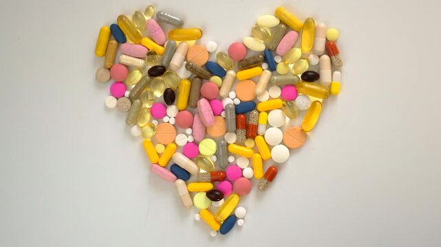 Various tablets and capsules, supplements and vitamins. Selective focus.