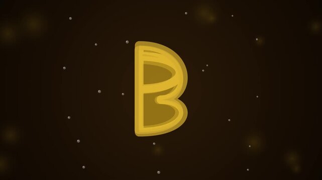 Gold Letter B Animated Motion Graphic Icon With Floating Particles