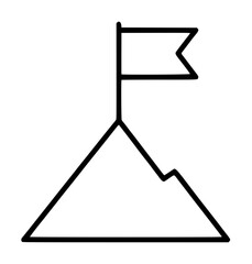 Naklejka premium Mountain Peak with Flag Vector Icon - Hand-Drawn Minimalist Line Illustration for Success and Achievement Concepts