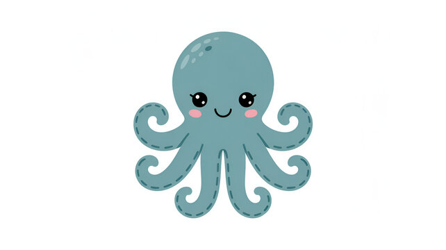 Cute cartoon octopus mascot smiling cheerfully. Friendly sea creature character design for branding and children's media.