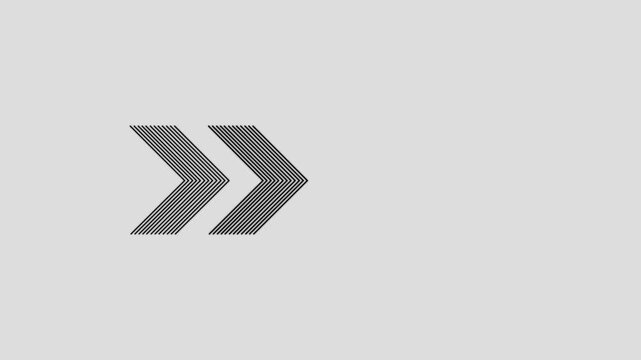 Looped animation of abstract gradient arrows made of lines moving forward on transparent background with alpha channel.on alpha transparent background.