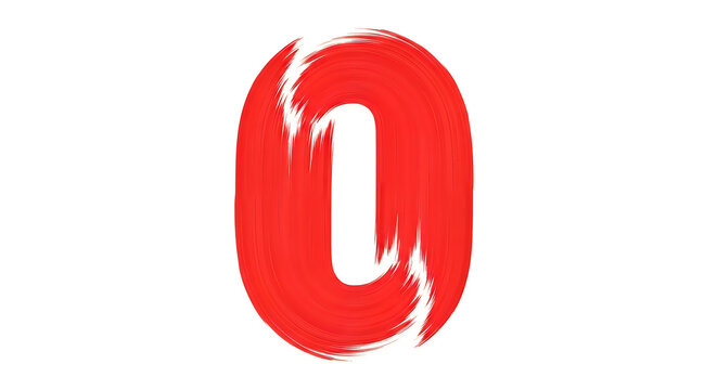 Bold red brush stroke number zero icon