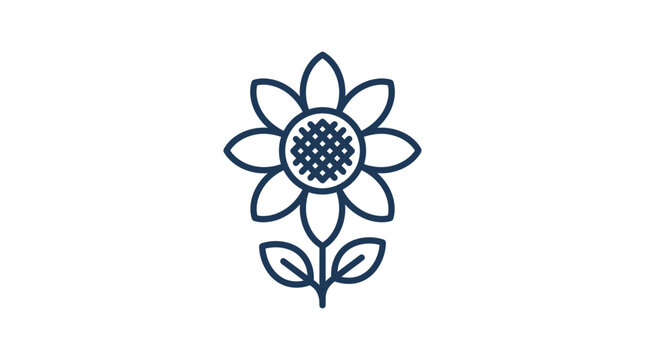 A minimalist vector illustration of a simple sunflower icon on a white background