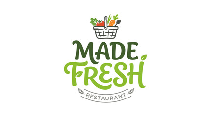 Fototapeta premium Modern Logo Design Featuring a Wicker Basket Filled with Fresh Organic Vegetables