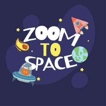  Cute outer space illustration art print poster art print