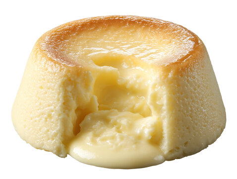Creamy vanilla pudding with a soft custard texture and rich vanilla filling, isolated on a white background.