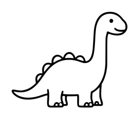 Dinosaur vector icon with long neck outline. Hand-drawn minimalist illustration of prehistoric sauropod for educational design. © henoara