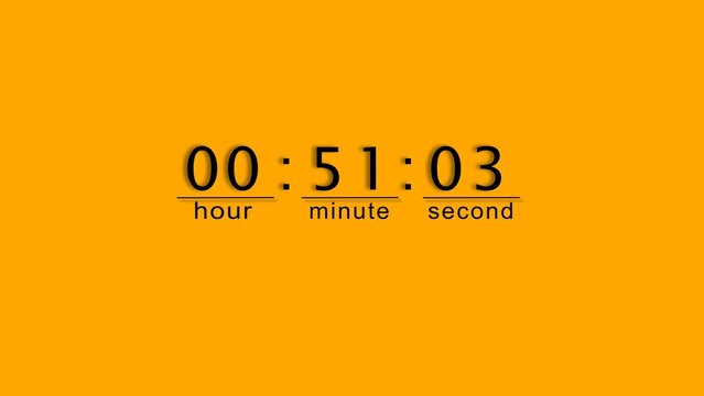 Digital clock display counting down to fifty one minutes and three seconds on background.