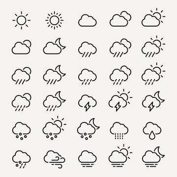 Minimalist weather icon set vector