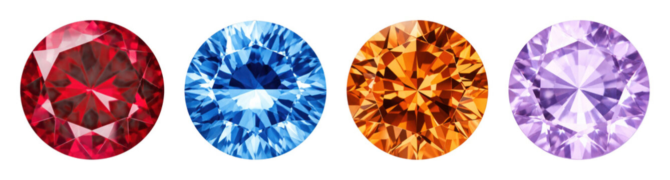 PNG Vibrant gemstones in radiant colors on transparent background