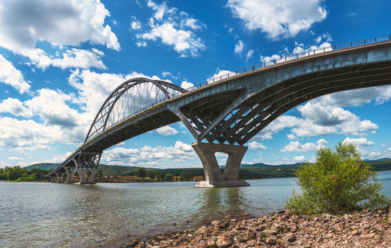 Lake Champlain Bridge crossing Lake Champlain between Crown Point, New York and Chimney Point, Vermont, USA