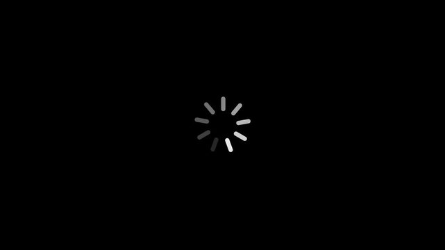 Please wait loading intermission animated. Icon symbol starting soon. Spinning waiting icon on background. Loading circle animation. Seamless Loop
