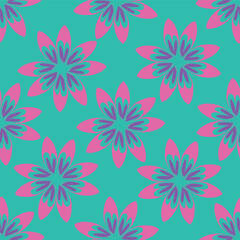Fototapeta premium Seamless floral pattern, liberty ditsy print in a simple vintage motif. Botanical design of hand drawn red flowers, small green leaves, tiny garden plants on a dark background. Vector illustration 
