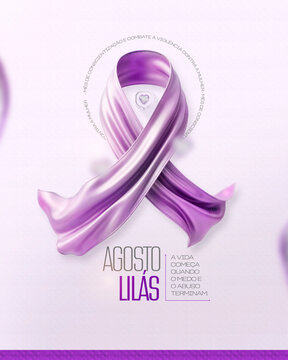 Agosto Lil&aacute;s Conscientiza&ccedil;&atilde;o Viol&ecirc;ncia Contra a Mulher Social Media Flyer