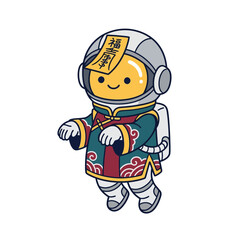 Obraz premium Cute Astronaut Mascot Character in Protective Space Suit Illustration